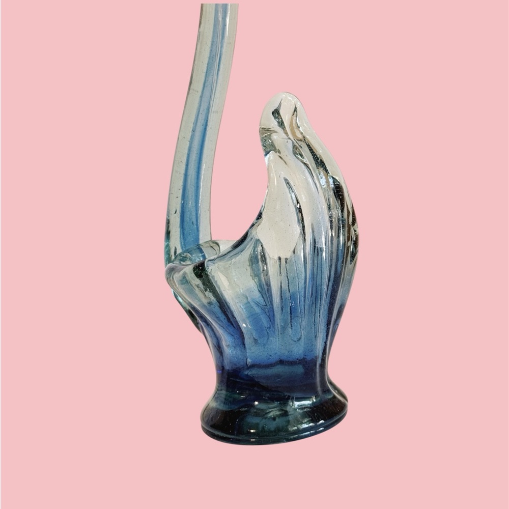 Murano style hand blown blue swan vase - Picture 3 of 7